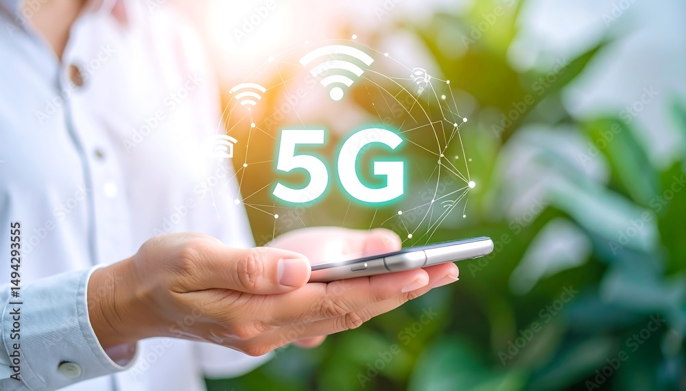 Poster 5g network connection on smartphone.