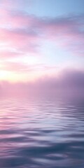 Obraz premium Serene ocean sunset background with pink clouds