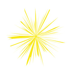 Yellow Radial Burst: Energetic Star, Abstract Graphic Element on White.