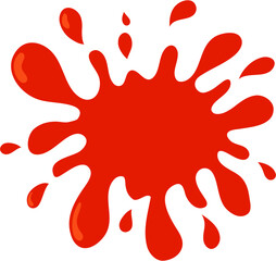 Vibrant Crimson Splash: Abstract Red Paint Blot with Splatters.