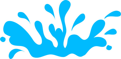 Azure Water Splash: Stylized Vector Icon with Dynamic Droplets