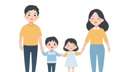 Fototapeta premium Happy family holding hands and smiling together enjoying quality time outdoors expressing love and joy with children