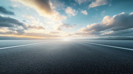 Empty asphalt road at sunset