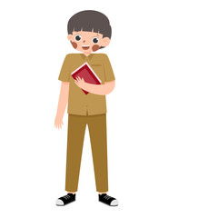 Animated Character: Boy in Uniform Holding Red Book