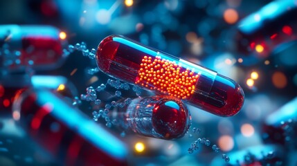 Close Up of Bioactive Peptide Supplements in Capsule Form