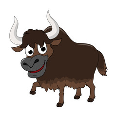 Cute Yak Animal Cartoon Illustration