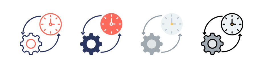 Time Management Multi Style Icon Set Vector 