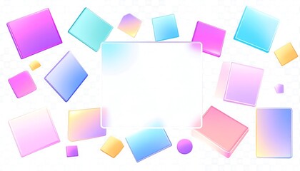 Fototapeta premium Abstract colorful cubes and frame on white.