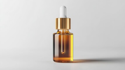 Luxurious Skincare Serum Bottle with Gold Cap and Dropper Design