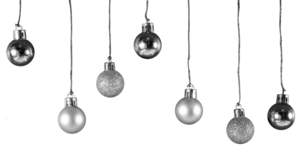 silver Christmas ball border isolated