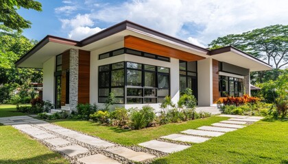 A minimalistic white house with wood accents and a simple garden 4. Generative AI