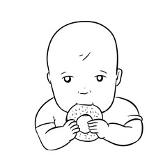 baby eating digital drawing illustration isolated