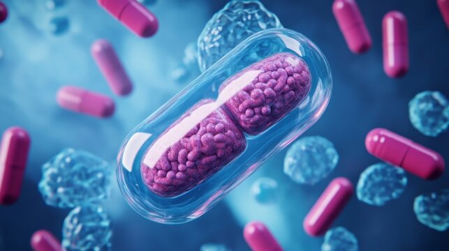 Cabergoline Tablets with Abstract Pituitary Gland Background