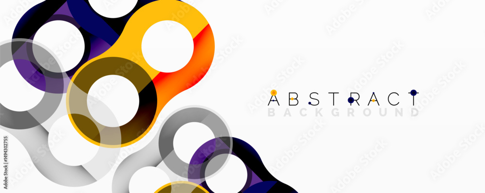 Leinwandbilder Modern abstract design. Overlapping colorful circles create dynamic composition. White background enhances vibrant hues. Simple, clean aesthetic.
