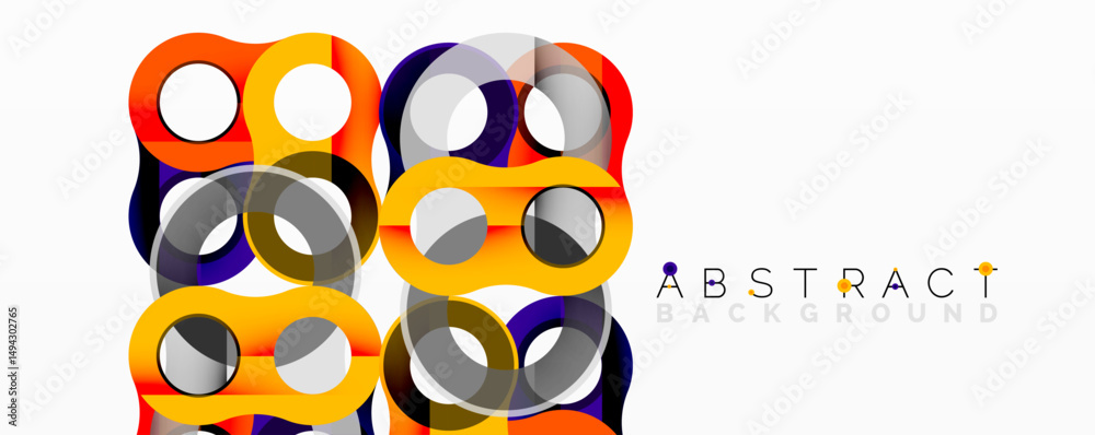 Poster modern abstract design. overlapping circles create vibrant geometric pattern. yellow, blue, gray ton