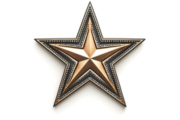 Fototapeta premium Elegant metallic gold star decoration isolated on a clean white background in high detail