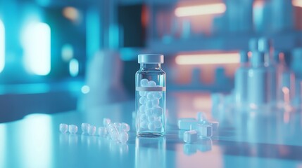 Octreotide Injection Vial in Clean Clinical Setting with Medical Equipment