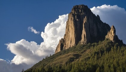 Majestic Mountain Peak Piercing the Clouds: A Breathtaking Natural Landscape
