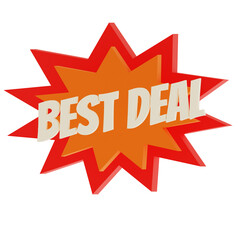 Best Deal Explosion Badge, Red and Orange Comic Style Discount Label