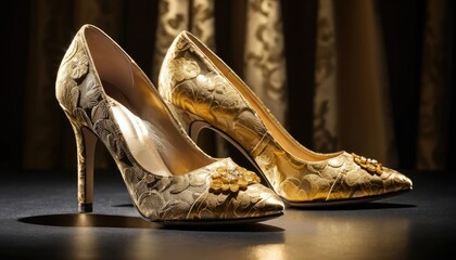 Golden Elegance: Luxurious High Heels