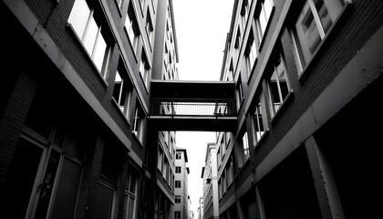 Fototapeta premium Narrow alleyway bridging two apartment buildings