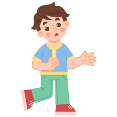 Illustration of a surprised little boy