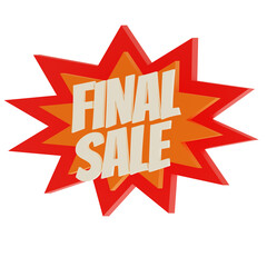 Final Sale Explosion Badge, Red and Orange Comic Style Discount Label