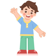 Illustration of a little boy waving