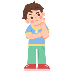Illustration of a little boy thinking