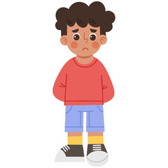 Illustration of a little boy feeling sad