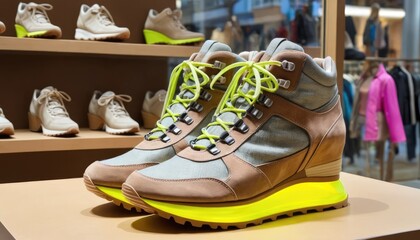 Stylish Wedge Sneakers with Neon Accents