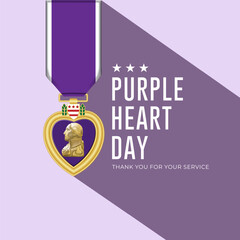 National Purple Heart Day August 7 Background Vector Illustration