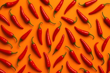 Vibrant Red Chili Peppers Pattern A Spicy Culinary Background