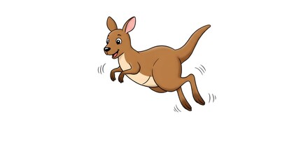 Cartoon Kangaroo Hopping, Isolated Illustration