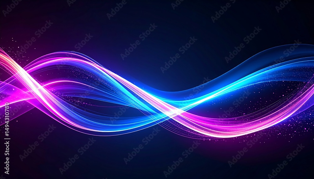 Aufkleber Abstract neon wave pattern on dark background.