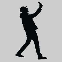 a person taking a selfie silhouette vector design art and illustration