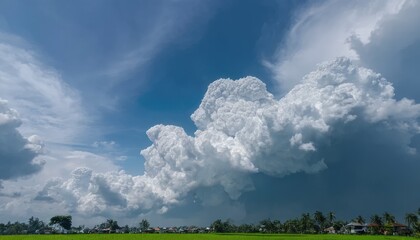 Majestic Cumulus Cloudscape Over Rural Landscape