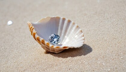 Diamond in a Seashell on the Beach