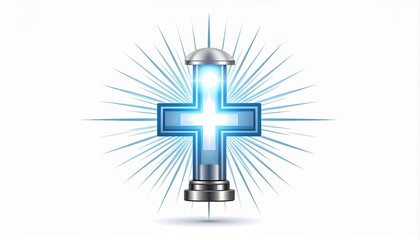 Obraz premium Glowing Illuminated Cross Symbol Divine Light Rays Spiritual Faith
