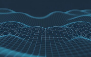 Abstract digital grid with glowing blue lines forming a 3D surface