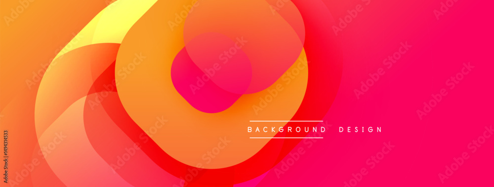 Poster Abstract fluid shapes blend, creating vibrant orange, pink gradient. Modern design element for backgrounds, presentations. Smooth transitions visible.