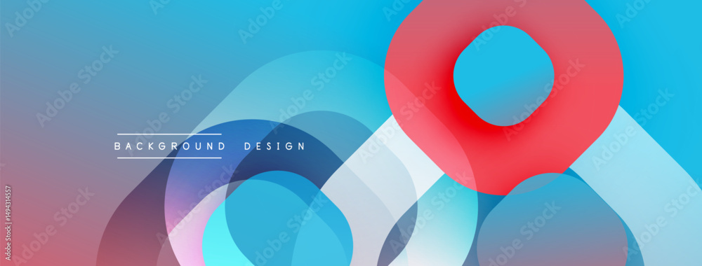 Poster Abstract colorful layers create dynamic visual effect. Smooth gradients blend, forming modern design elements. Background features overlapping shapes.