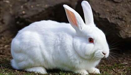 Adorable White Rabbit in Nature
