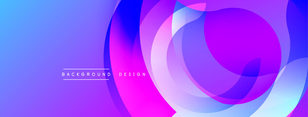 Abstract flowing shapes, vibrant blue, purple hues. Modern design, dynamic composition, gradient effect. Text reads background design.