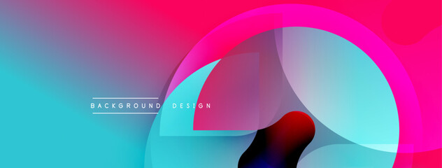 Abstract fluid shapes blend vibrant turquoise, pink, black. Modern design features overlapping layers, creating dynamic visual effect. Text reads background design.