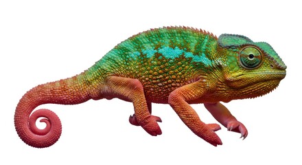 Naklejka premium Colorful Panther Chameleon on White Background