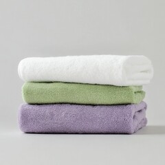 Soft, absorbent towels in white, pale green, and lavender