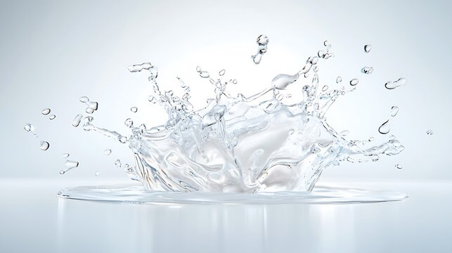 Stunning high-speed capture of water splash creating a mesmerizing display of droplets against a soft gradient background