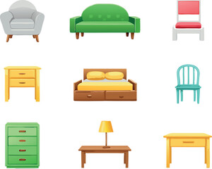 Vector furniture icons – isolated elements.