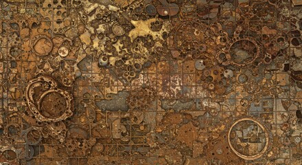 A detailed abstract of rusting metal pieces